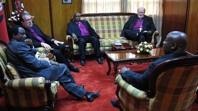 Patriarch, Archbishop Jones, Bishop Njoroge and Fathers Charles Brown and Scott Howard visit with Kenyan Vice-President